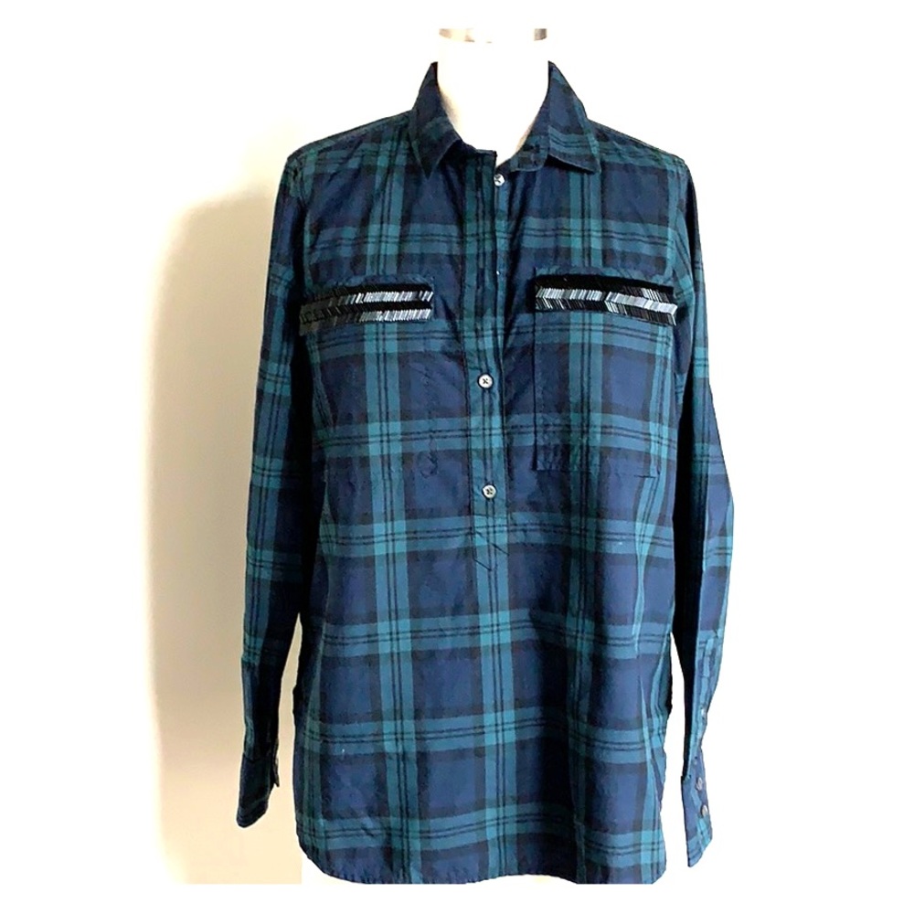 J Crew blackwatch plaid women’s top